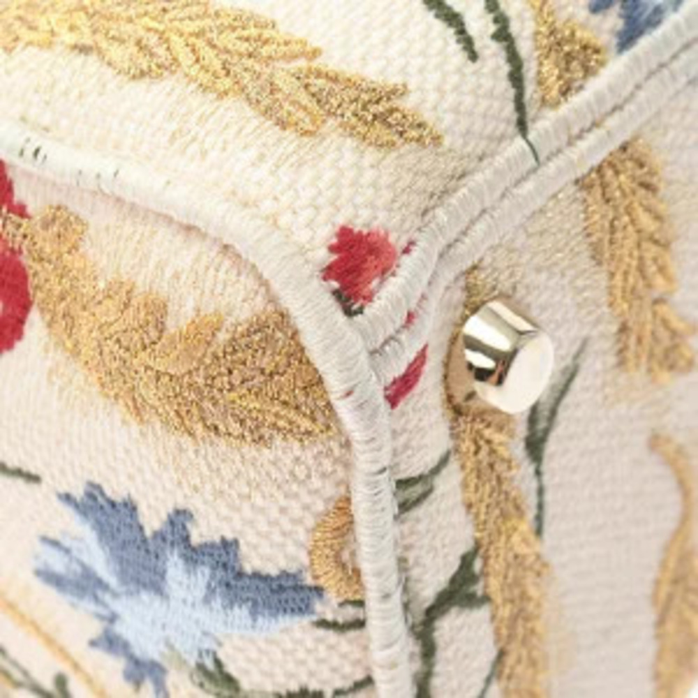 Dior LADY LITE Bag Multicolor Hibiscus Embroidery Canvas Handbag - Picture 5 of 9